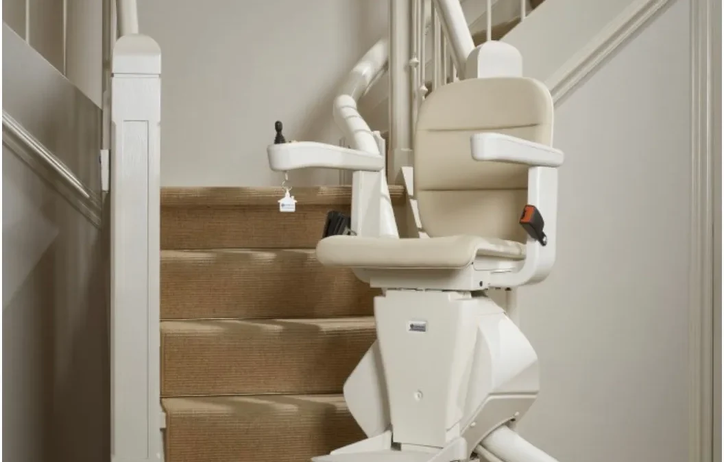 Hands On Stairlifts curved stairlift in use in a South Wales home