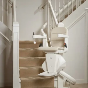 Hands On Stairlifts curved stairlift chair in South Wales home